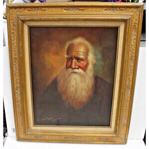 Antique Oil Painting of a Older Gentleman Signed by Isaac L. Williams Framed
